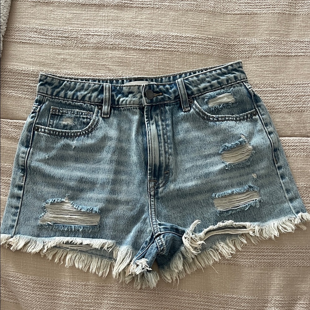 Altar'd State Light Blue Distressed Jean Shorts